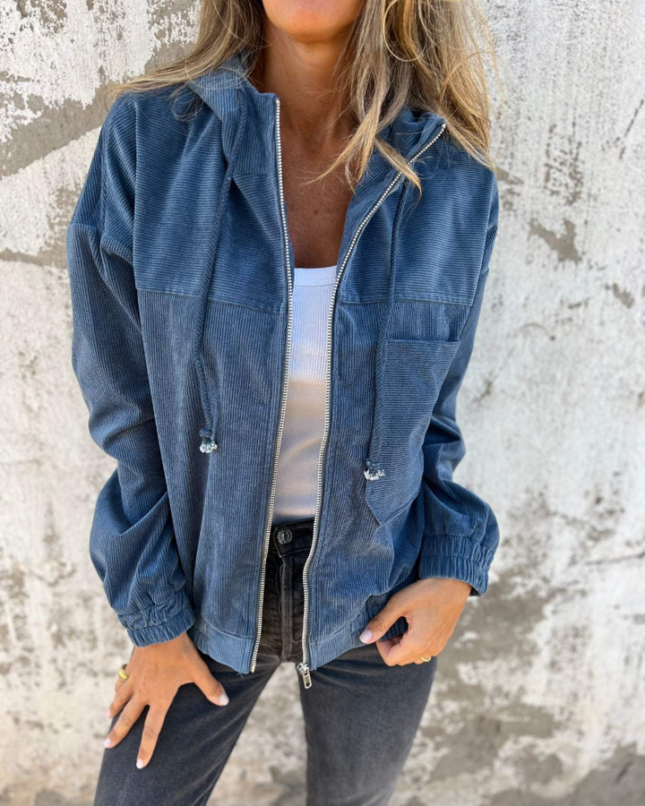 Livia™ | Hooded Corduroy Jacket with Zip