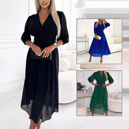 Amelia - Lightweight chiffon V-neck dress